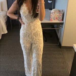 White Lace Wide-Leg Jumpsuit